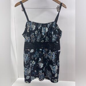 Vintage Torrid Black and Blue Floral Babydoll Camisole